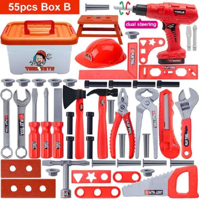 Toolbox Kit Educational Toys Simulation Repair Tools Toys Drill Plastic Game Learning Engineering Puzzle Toys Gifts For Boy