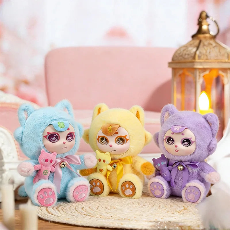 Purple Moon Ghost Cat Plush Toy With Mini Cat Pendant