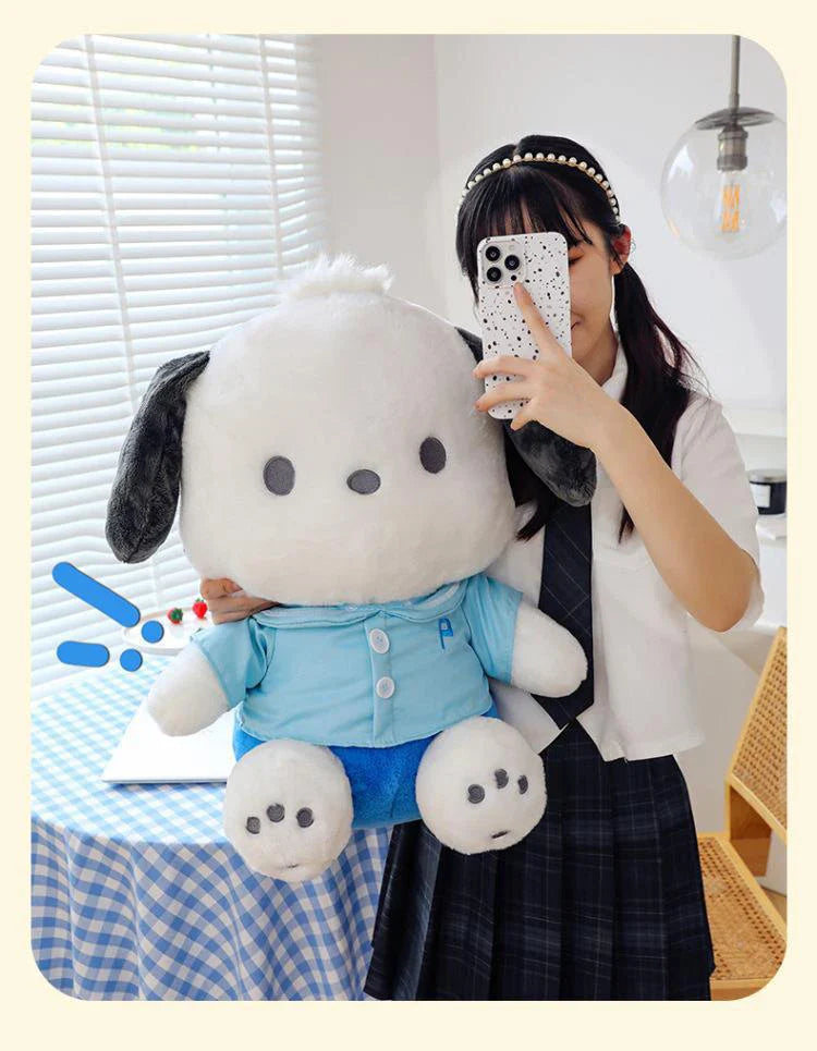 Cartoon Sanrio Pochacco Plush Toy Soft Stuffed Doll Cute Sofa Cushion Bedroom Decoration  Soothing Pillow  Anime Gift