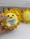 3 Pcs Funny Positive Crochet Sunshine Doll Desktop Ornament Handmade Cheer Emotional Support Positive Sun with Card Home Party Decor