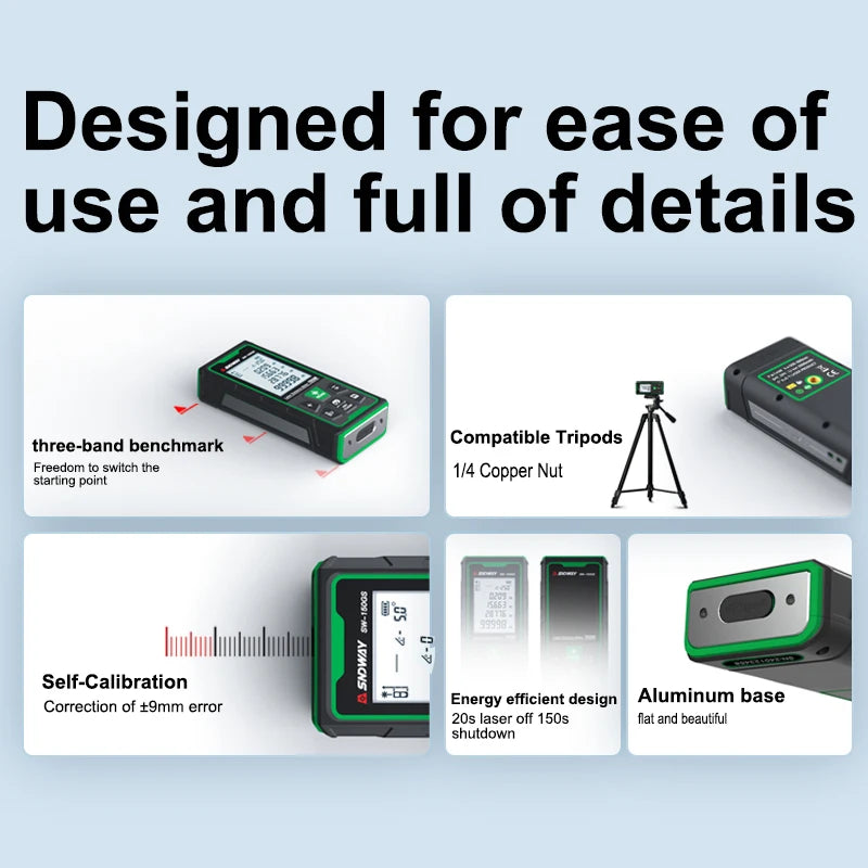 Green Laser Rangefinder 120m 150m Distance Meter Tape Rangefinder Measurement Digital Tape Tool