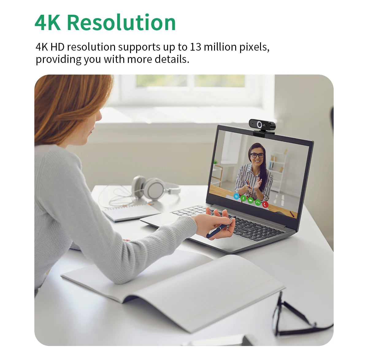 4K Webcam 13MP 10X Zoom USB Camera Autofocal Microphone Web Cam for PC Living Video Conference Online Teaching Laptop Broadcast