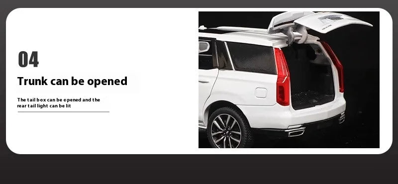 Diecast 1:32 Cadillac Escalade SUV Alloy Model Sound And Light Pull Back Toy Accessories For The Car Birthday Present For Boys