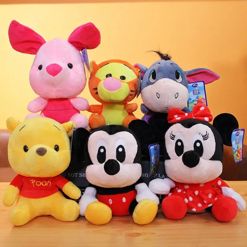 Cartoon Plush Pin Winnie The Pooh Mickey Minnie Tigger Piggy Short Stuffed Animal Doll Doll Toy 's Holiday Gift