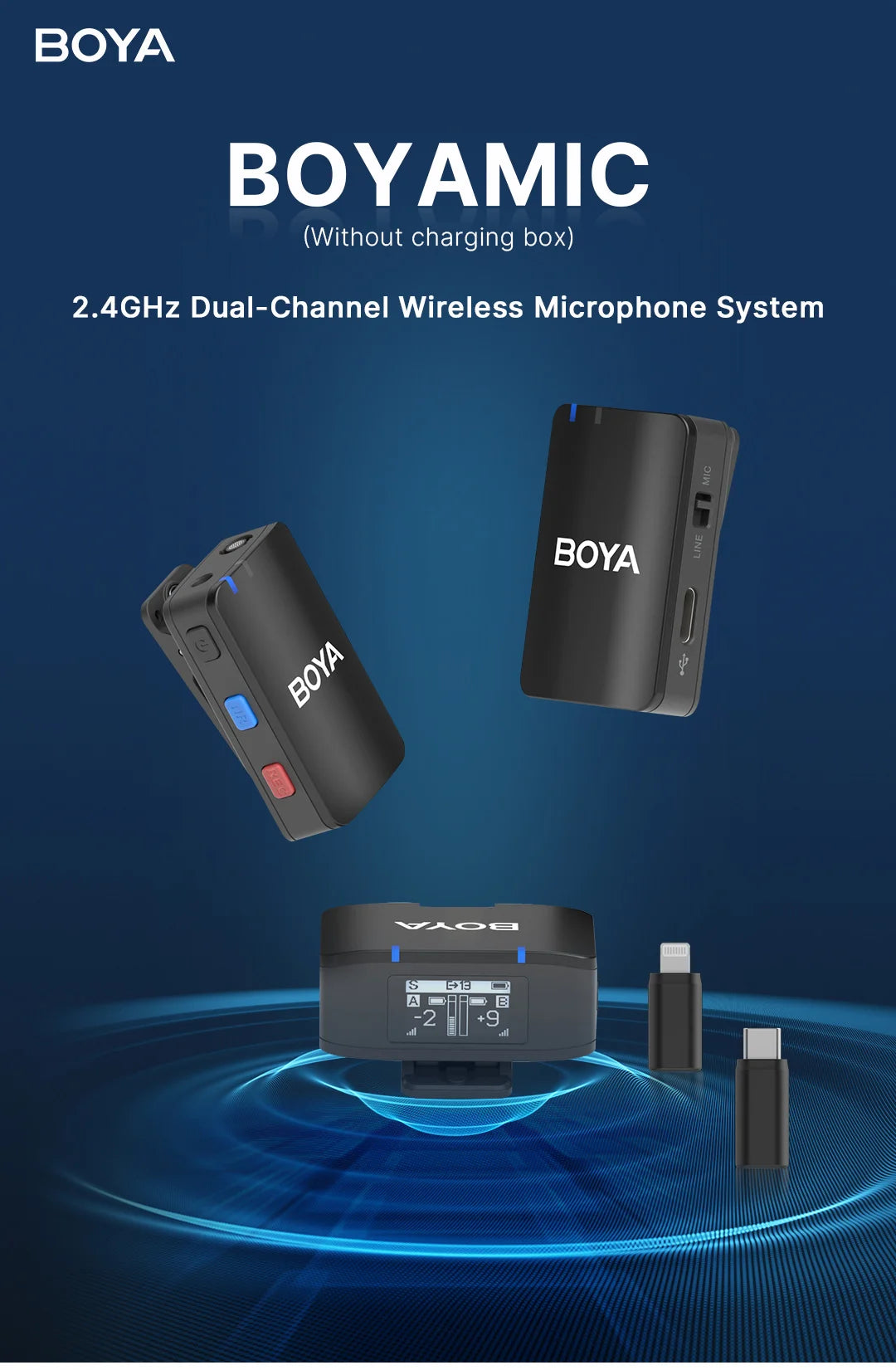 MIC-120 Wireless Lavalier Microphone with On-Board Recording for iPhone Android USB-C Devices Streaming Youtube Gaming