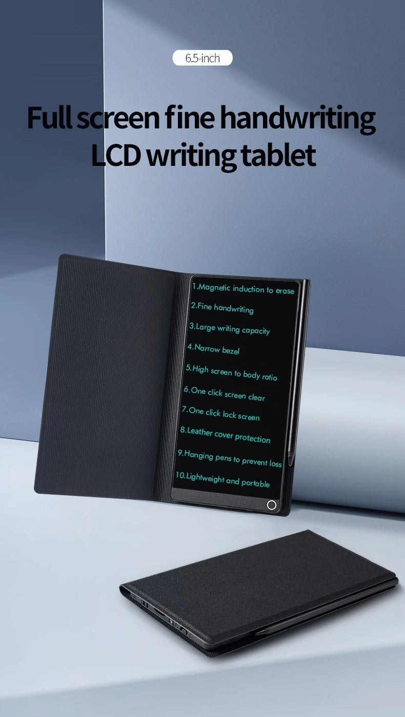 6.5 Inch Leather Case for Magic Tablet Full Screen Handwriting Induction Drawing Blackboard Erasable Meeting LCD sketches Pad