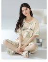 2-Pcs Women’s Summer Cotton Pajama Set – Breathable Short Sleeve Sleepwear with Cute Prints
