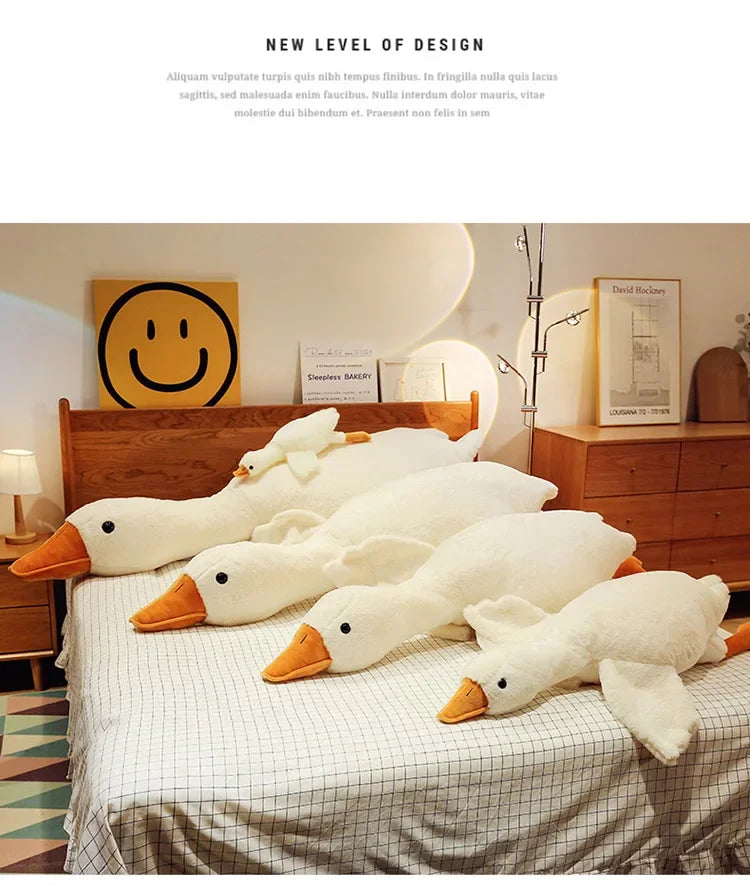 50-160cm Big White Goose Plush Toy Giant Duck Doll Soft Stuffed Animal Goose Sleeping Pillow Sofa Cushion Birthday Gift for Kids