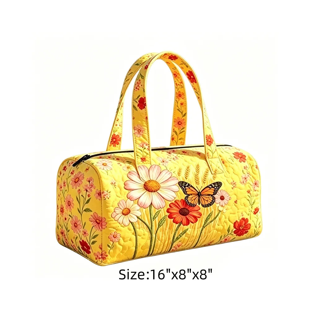 Tropical Starry Night Duffel Bag Flamingo Palm Tree Print Travel Navy Blue Quilted Overnight Bag for Women Summer Beach Vacation