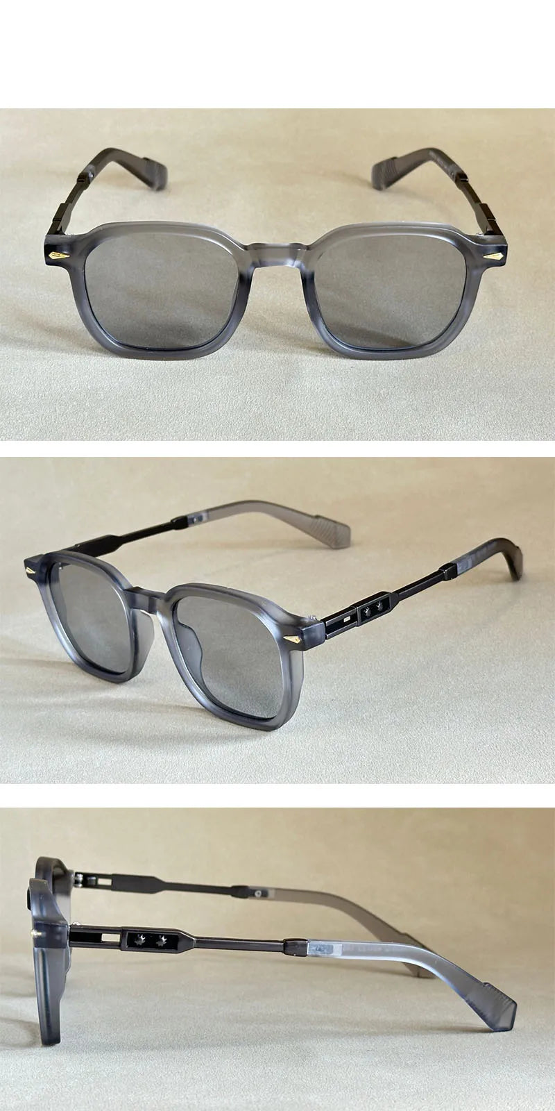 Vintage Square Acetate Frame Sunglasses With UV400 Protection