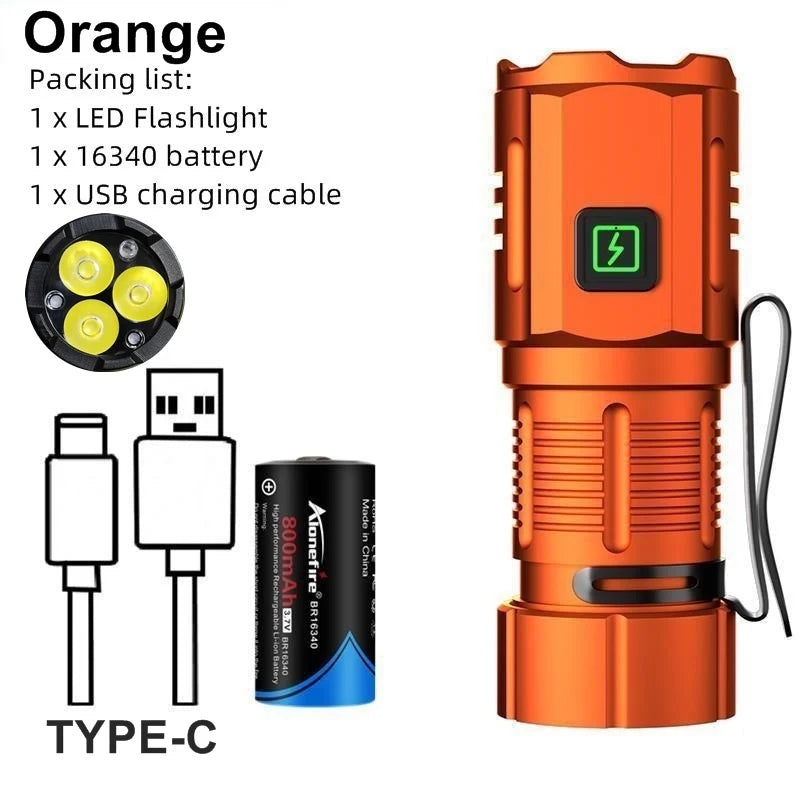 Mini Rechargeable LED Flashlight With Magnetic Base