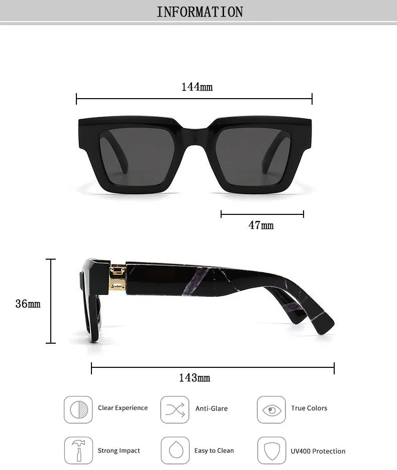 Square Frame Sunglasses With UV400 Protection