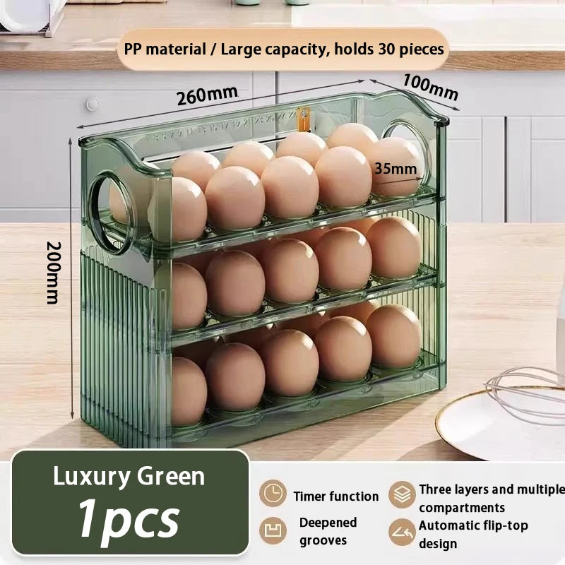 Self-Rolling Egg Dispenser – 2-Layer Clear Egg Storage Bin for Fridge Door