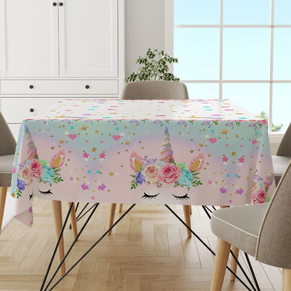 Unicorn Party Disposable Tablecloth Unicorn Birthday Party Decoration Girl Disposable Tableware Tablecloth Girls Baby Shower