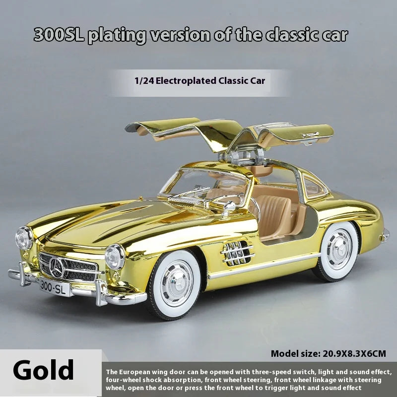 1:24 Mercedes-Benz 300SL Electroplated Version Alloy Diecast Classic Car Model Display Collection