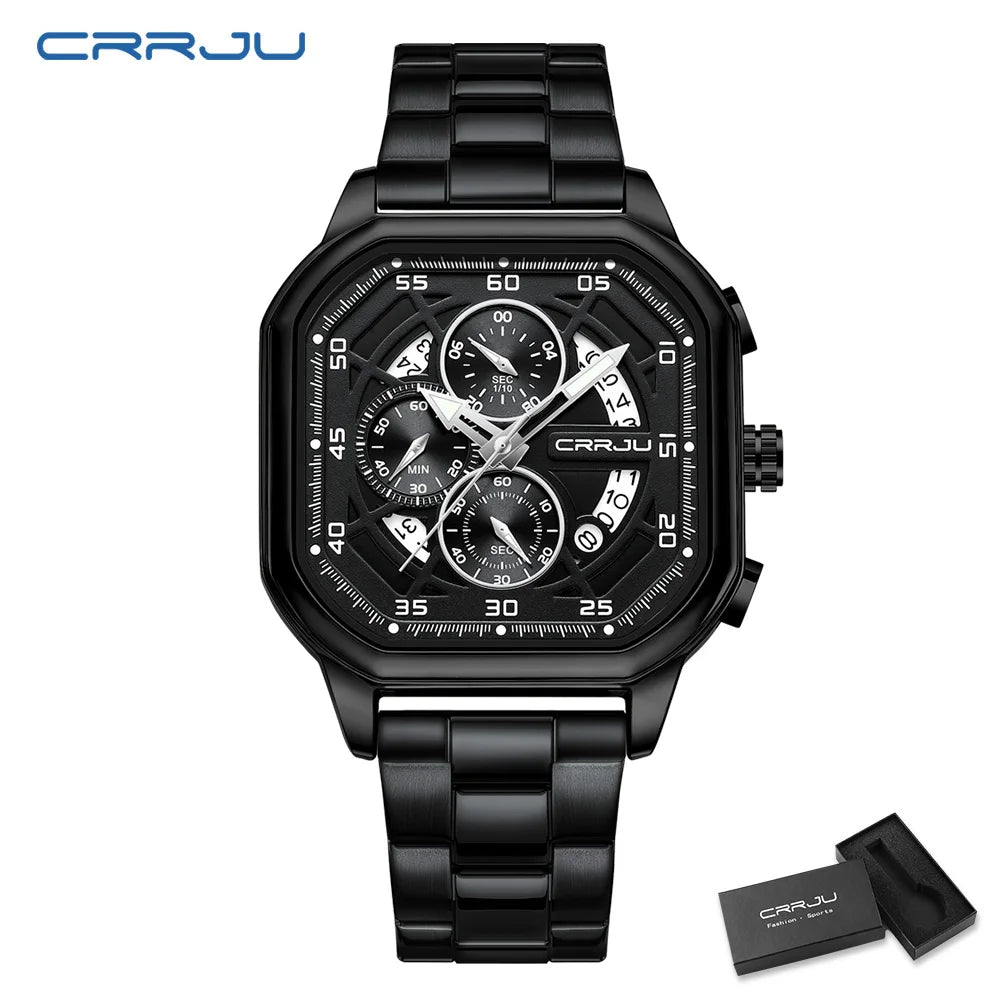 Men Watch Stainless Steel Chronograph Watches for Men Luxury Waterproof Date Analog Quartz Business Clock