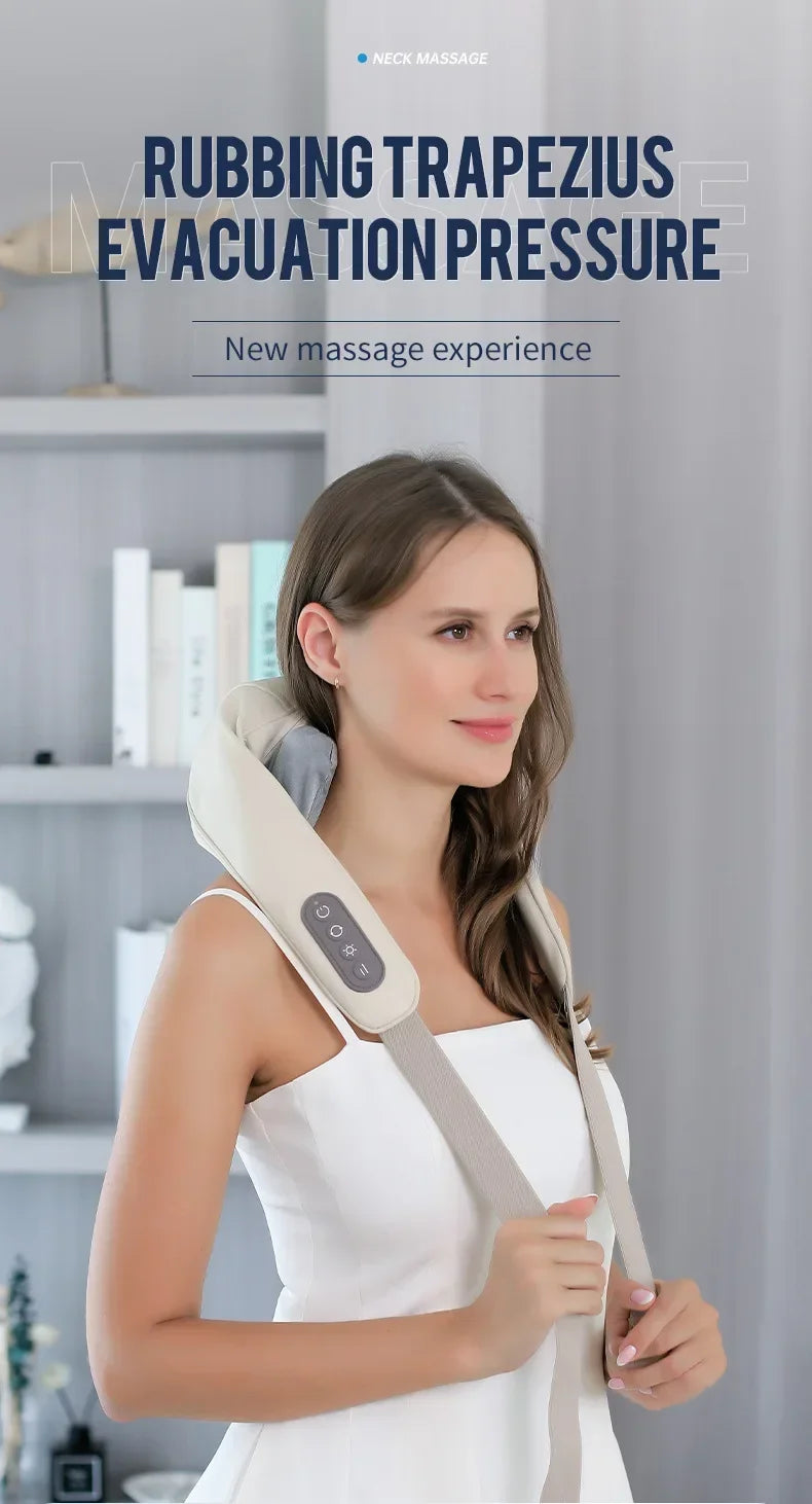 1PC Wireless Neck And Back Massager Neck And Shoulder Kneading Massage Shawl Neck Cervical Relaxing Trapezius Massager