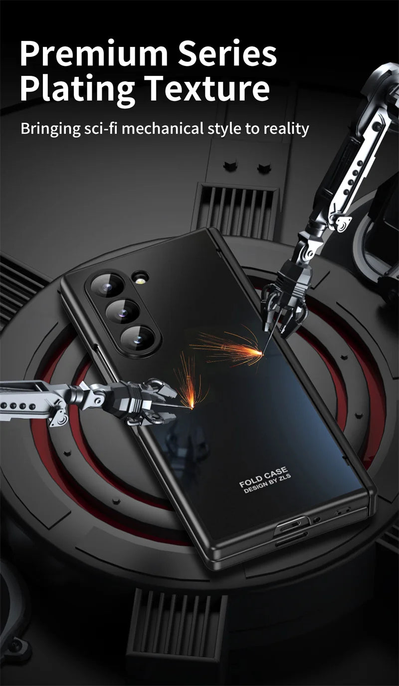 Anti-Shock Frosted Plating Full Body Case for Samsung Galaxy Z Fold 4 Fold4 Fold5 Fold3 Fold 5 3 2 5G fold2 Screen Glass film ﻿