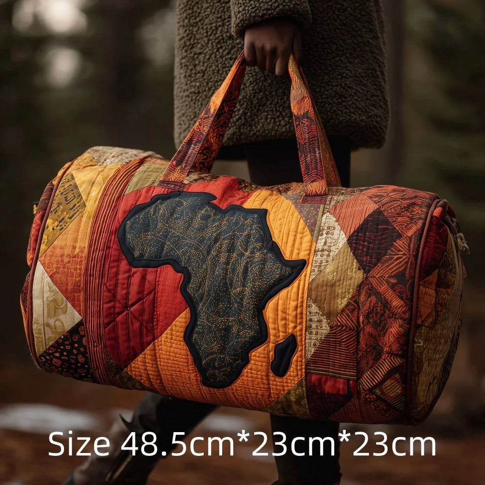 3D Quilted Africa Travel Bag for Women Boho Weekender Bag with African Women Map Print Carry on Luggage Unique Festival Bags