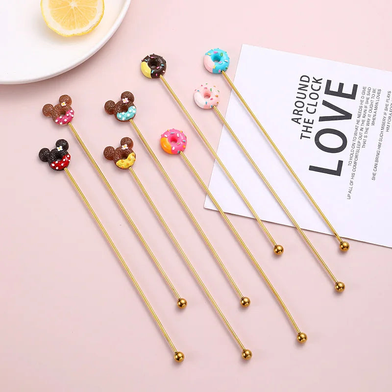 Creative Stainless Steel Cartoon Mixing Rod Long Handle Cocktail Stir Stick Coffee Juice Mixer Reusable Swizzle Stick Bar Tools