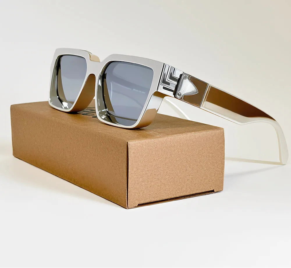 Vintage Square Thick Frame Sunglasses With UV400 Protection