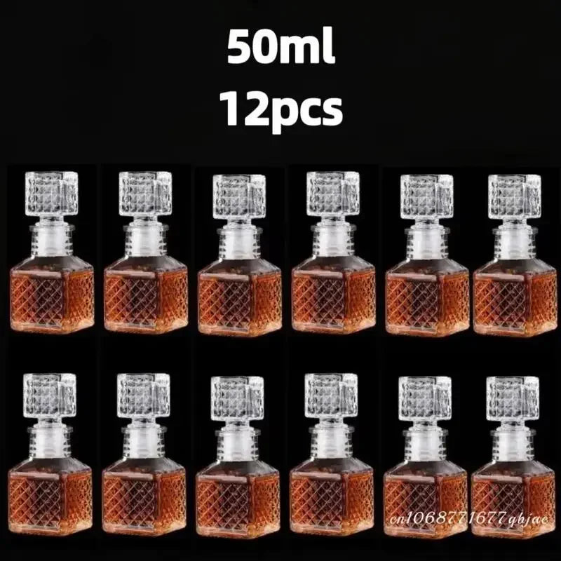 50ml 100ml 6pcs 12pcs Whisky Glass Liquor Bottle French Carved For Alcohol Wedding Gifts Wine Mini Container Storage Favour Set