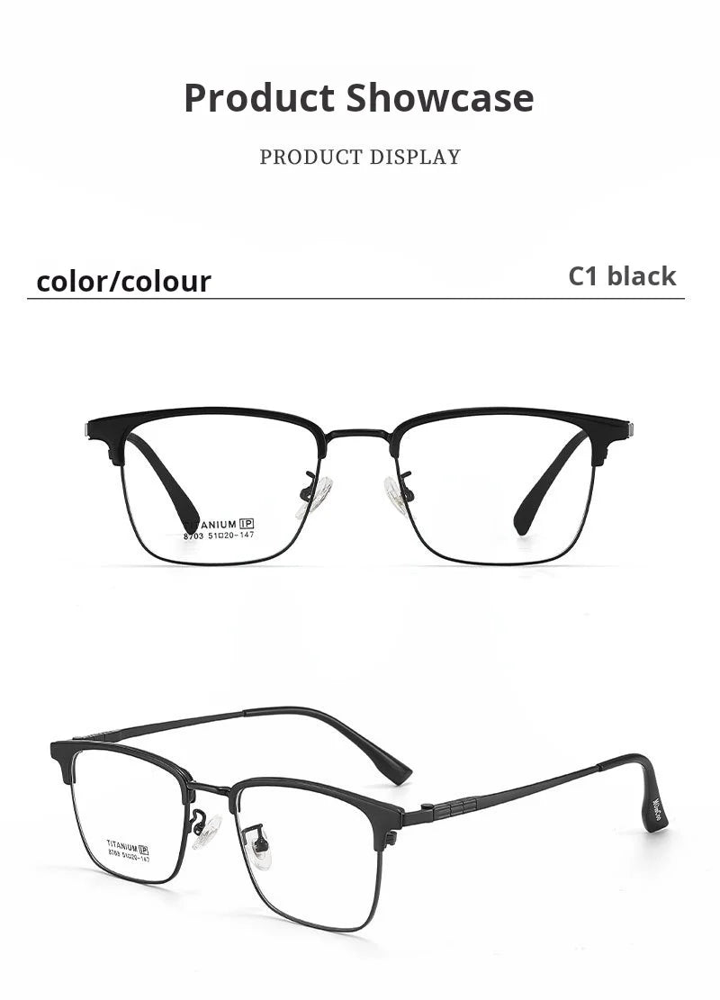 Retro Square Lightweight Titanium Eyeglasses Frames