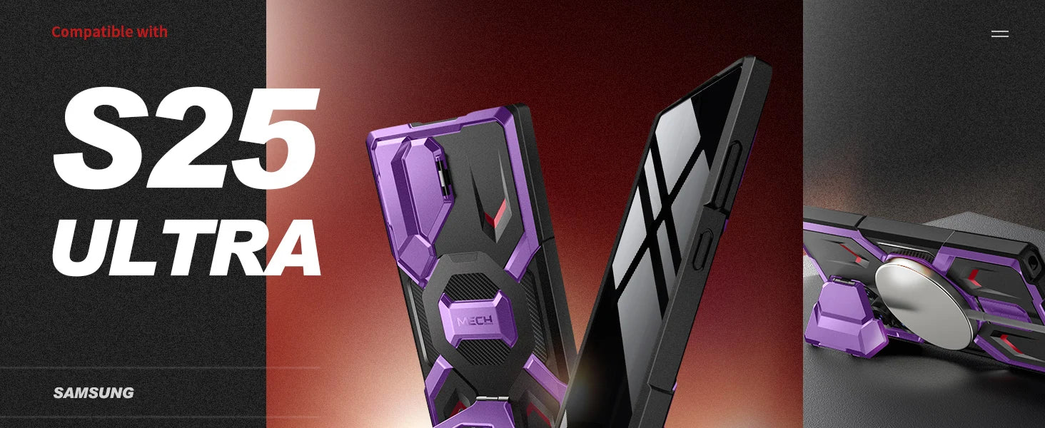 Case for Samsung Galaxy S25 Ultra with Privacy Screen Protector, MagSafe-Compatible Ring Stand, and Rugged Slim Design