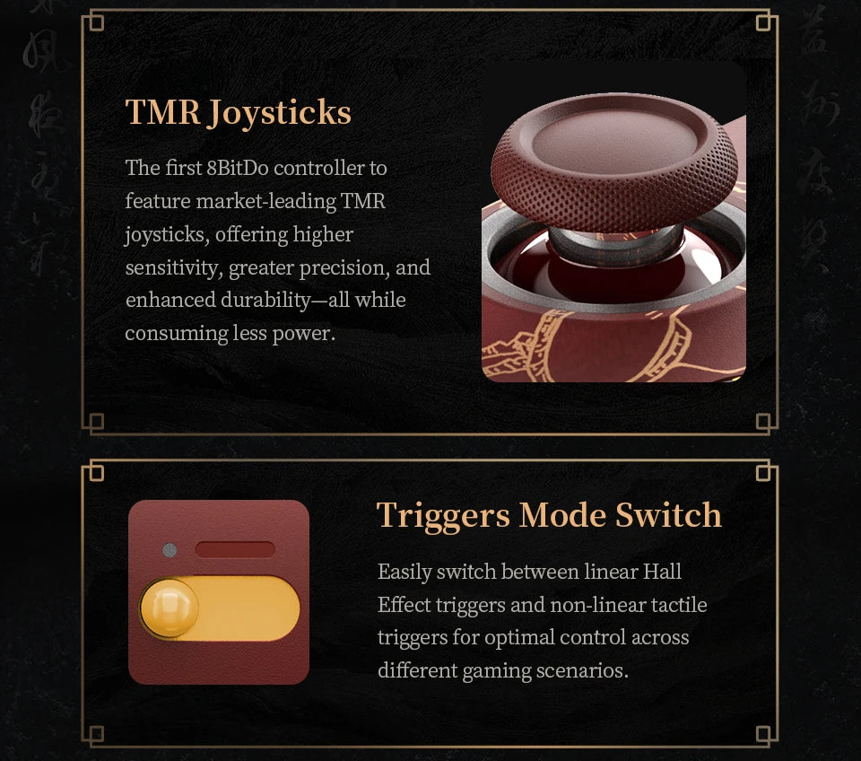 Wireless Gaming Controller with TMR Joysticks Motion Control and Charging Dock for PC and Android