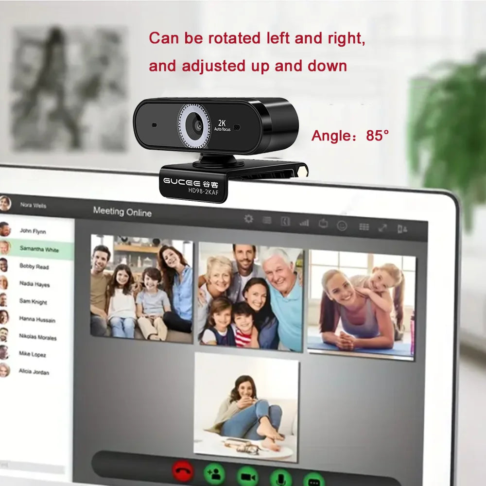 2K UHD Webcam 60fps 10X Zoom USB Web Cam for Pc  Autofocus for Streaming Video Calling Conference Digital Camera Computer