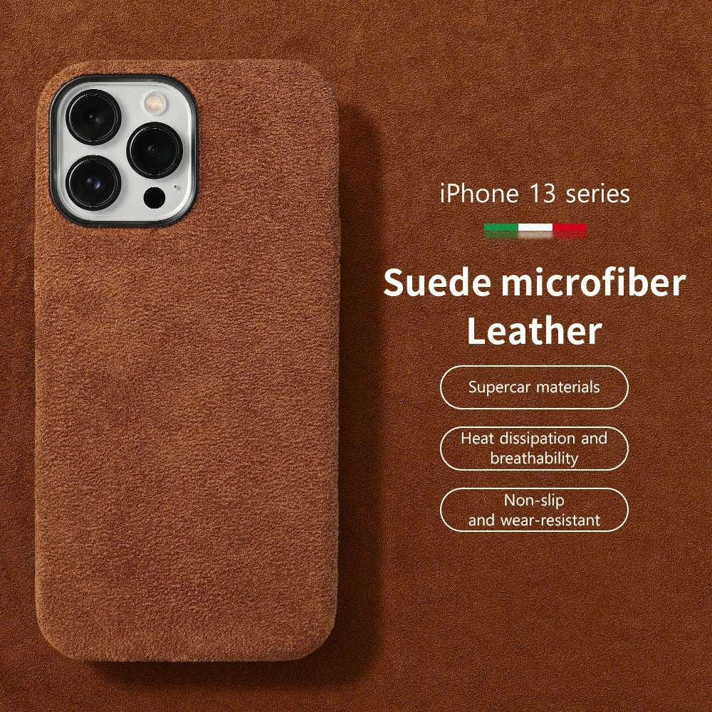 for Magsafe Case Soft Suede Fur Car Leather Phone Case for iPhone 14 Pro Max 14Pro 14 Plus Magnetic Back Cover