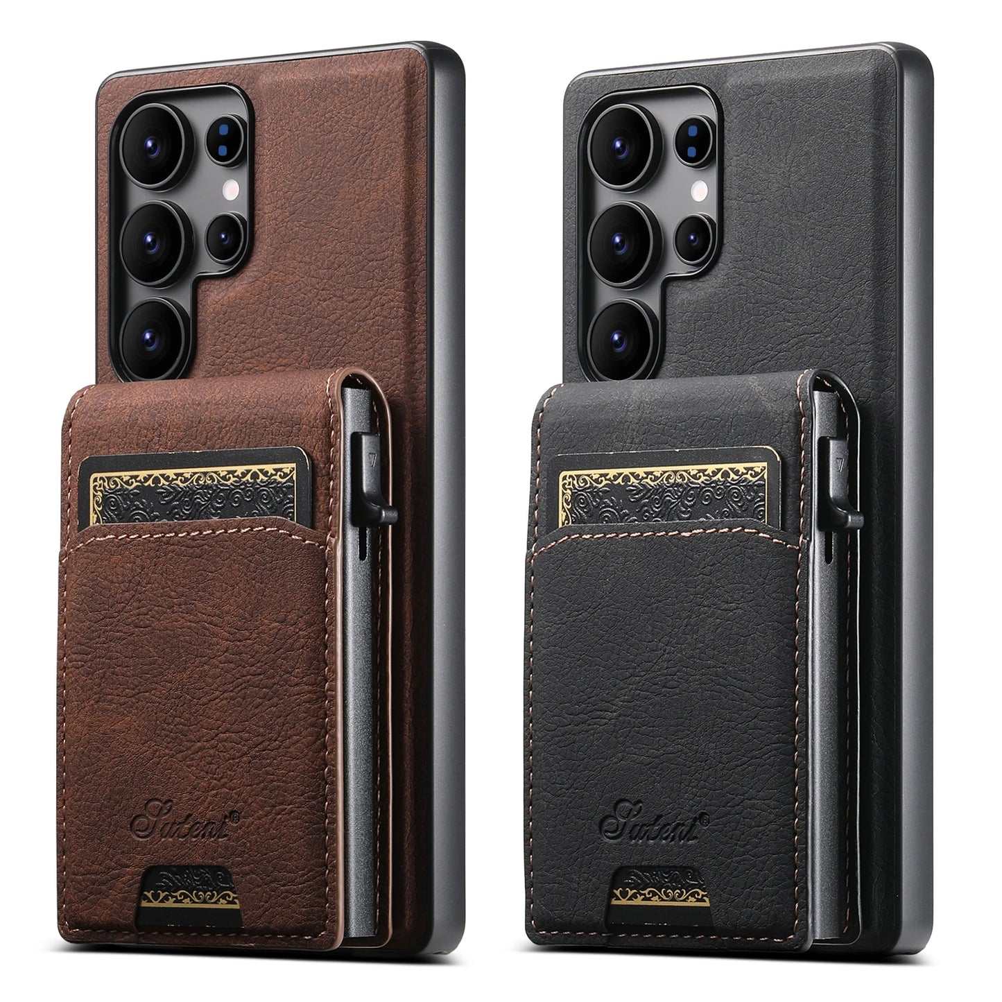 Magnetic PU Leather Wallet Case with Card Slot & Kickstand for Samsung Galaxy S26 Ultra / S25 Plus – Wireless Charging Cover