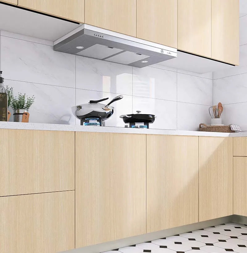 Wood Grain Cabinet Self-adhesive Wall Stickers Flame Retardant Waterproof Renovation Kitchen Anti-smoke Protective Film
