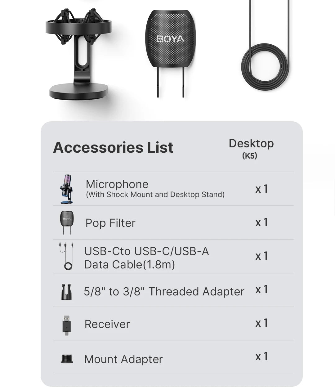 K5 USB Microphone for Gaming Live Streaming on PC Mac,Headphone Jack/Touch-Mute Button/RGB/AI Noise Reduction/Gain Control
