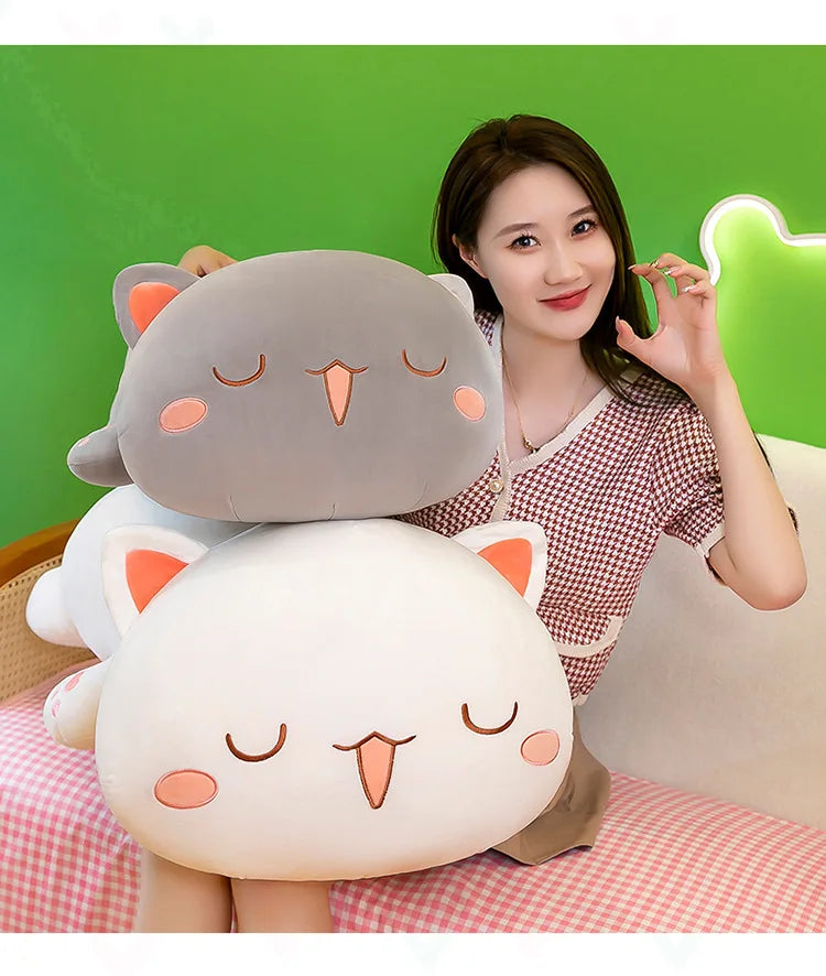 Cute Black White Cat Plush Pillow Stuffed Doll Toy