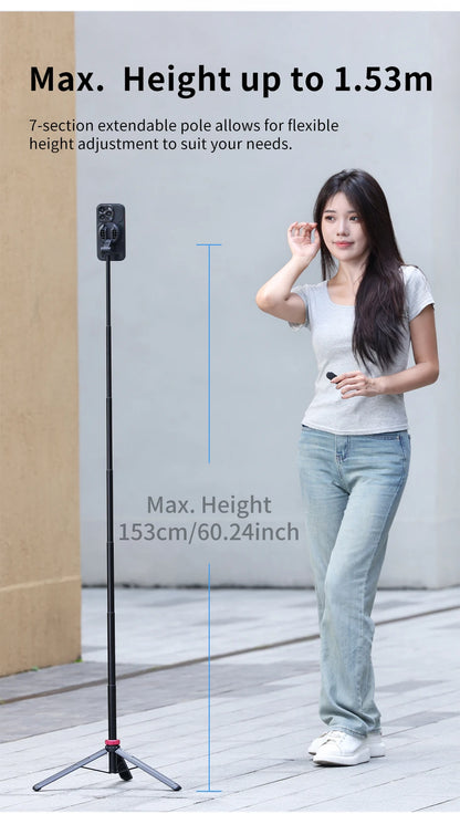 Magnetic Tripod Portable Selfie for iPhone 15 14 13 Pro Pro Max for Live Streaming Vlogging