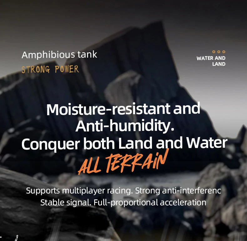 Rc Cars Tank Waterproof Amphibious Water Land All Terrain Tracked Tank Remote Control Crawler Vehicle Outdoor Cars Toy for Boys