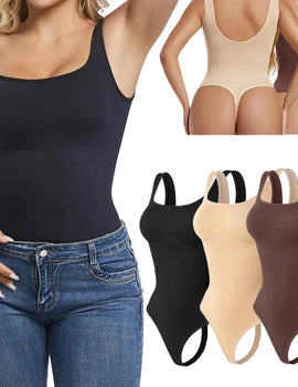 Bodysuits for Women Tummy Control Shapewear Seamless Square Neck Thong Bodysuit Sculpting Shaper Tank Top Jumpsuit