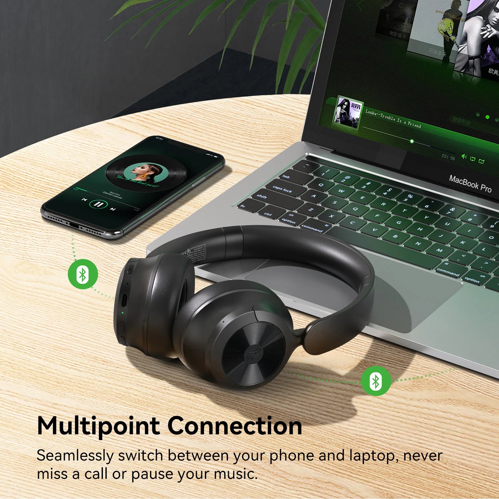 A1 Pro Bluetooth 6.0 Wireless ANC Headphones On Ear Hybrid Active Noise Canceling Headset With ENC Mic Low Latency Mode