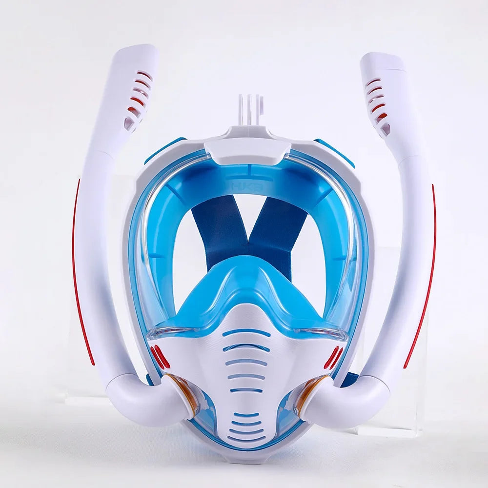 Full Face Snorkel Mask with Anti-Fog Wipes 180 Degree Panoramic HD View Snorkeling Mask Anti-Leak Dry Set for Adults