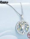 925 Sterling Silver 18K Gold Tree of Life Necklace Pendant Women Heart CZ Charming Necklaces