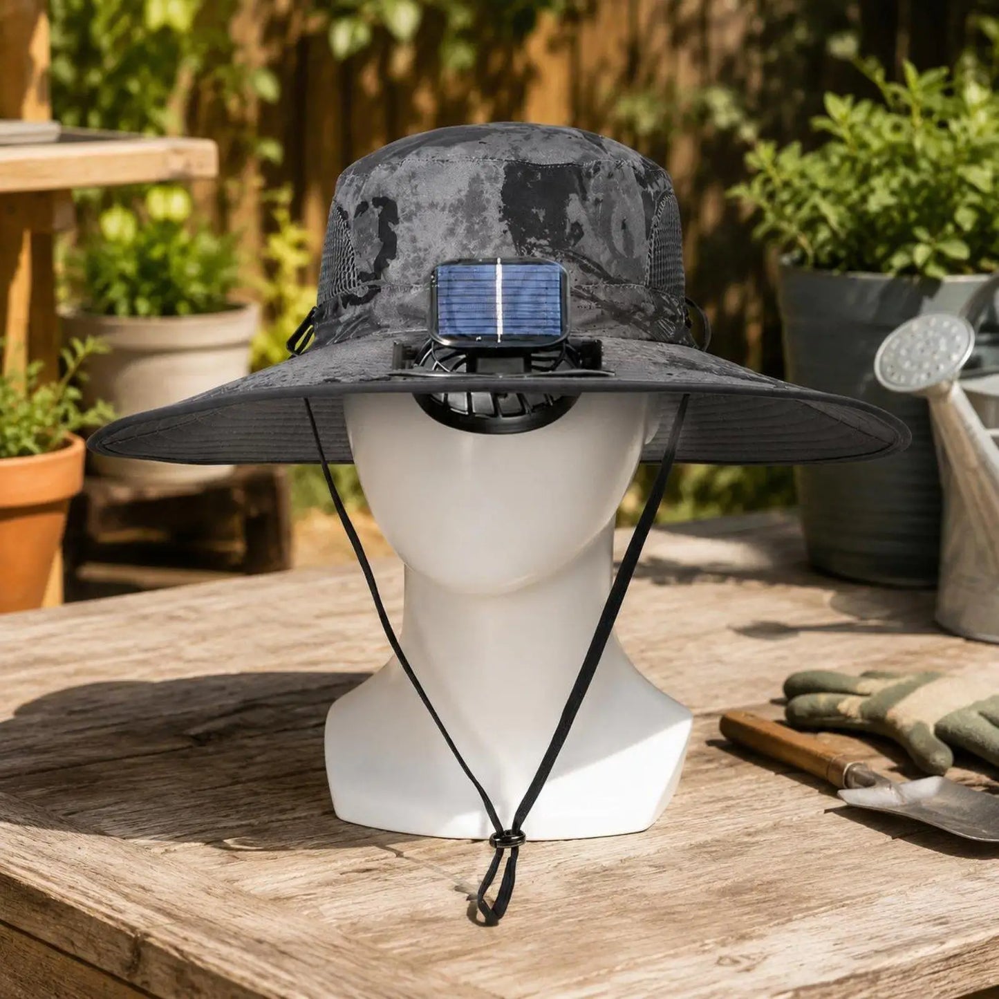 Wide Brim Solar Fan Sun Hat With Dual Fans