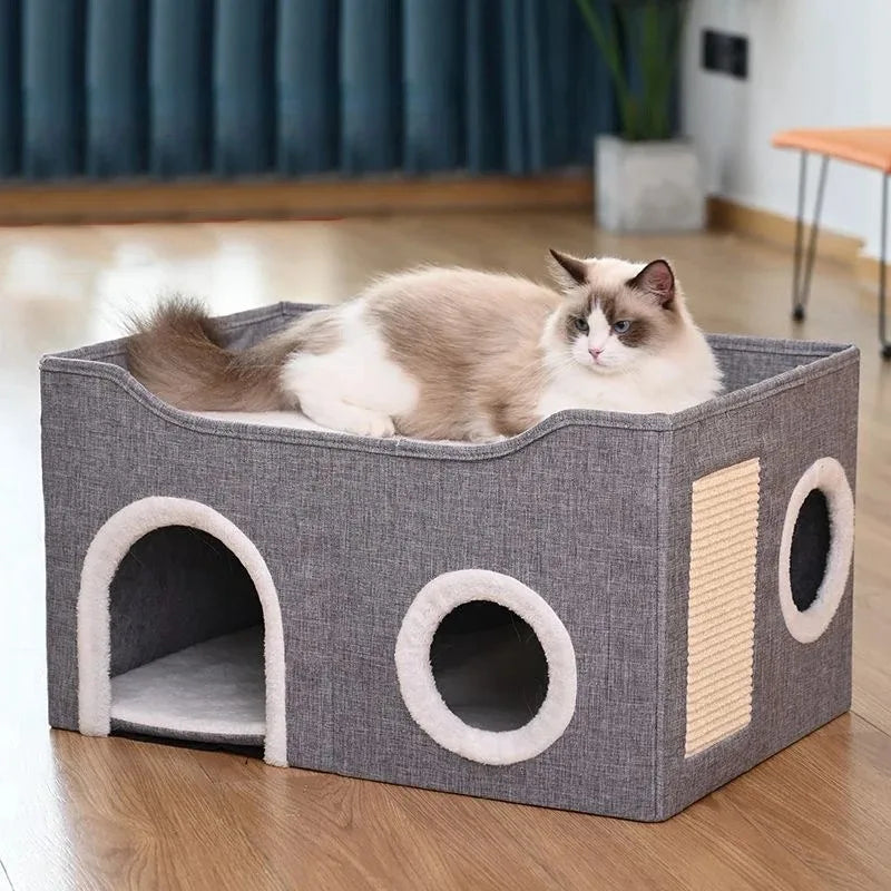 Warm Plush Pet House Bed for Cats and Small Dogs