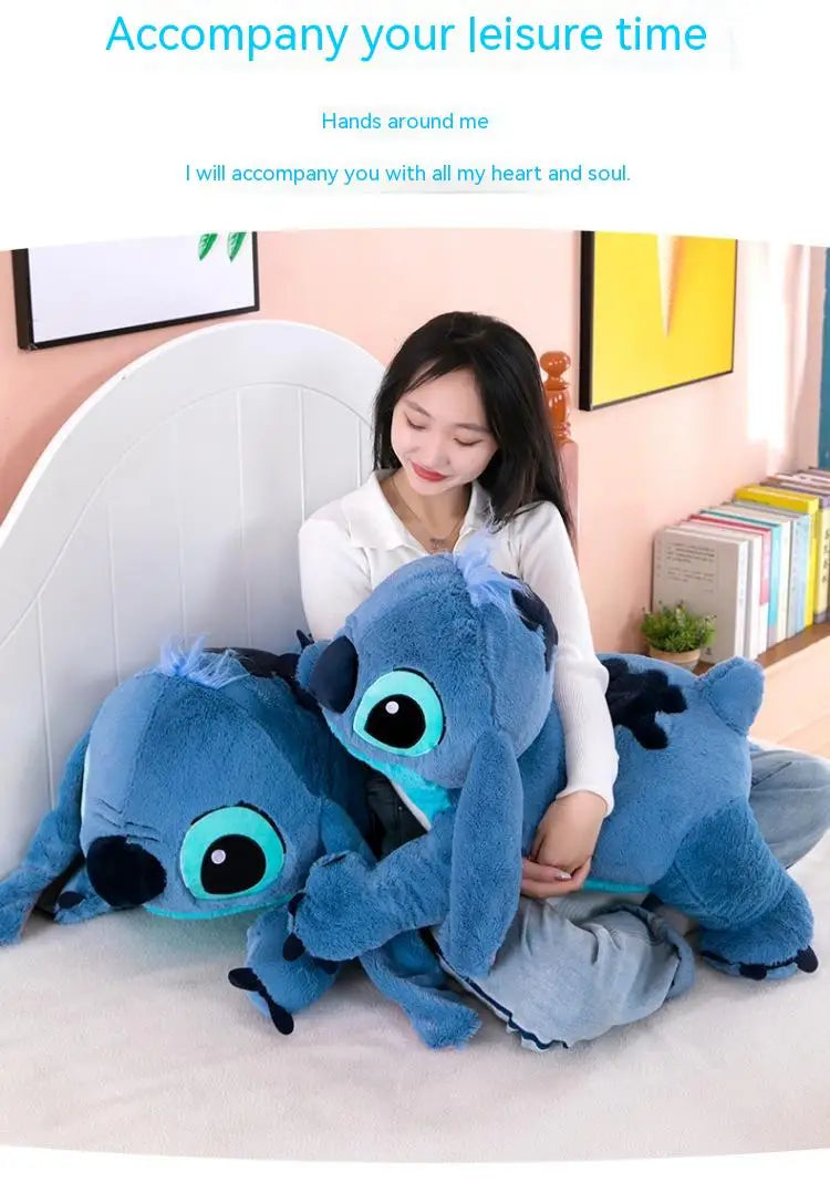 Giant 100cm Disney Stitch Plush Stuffed Doll Blue Kawaii Cartoon Animal Sofa Sleeping Soft Pillow Toys  Girls Birthday Gift