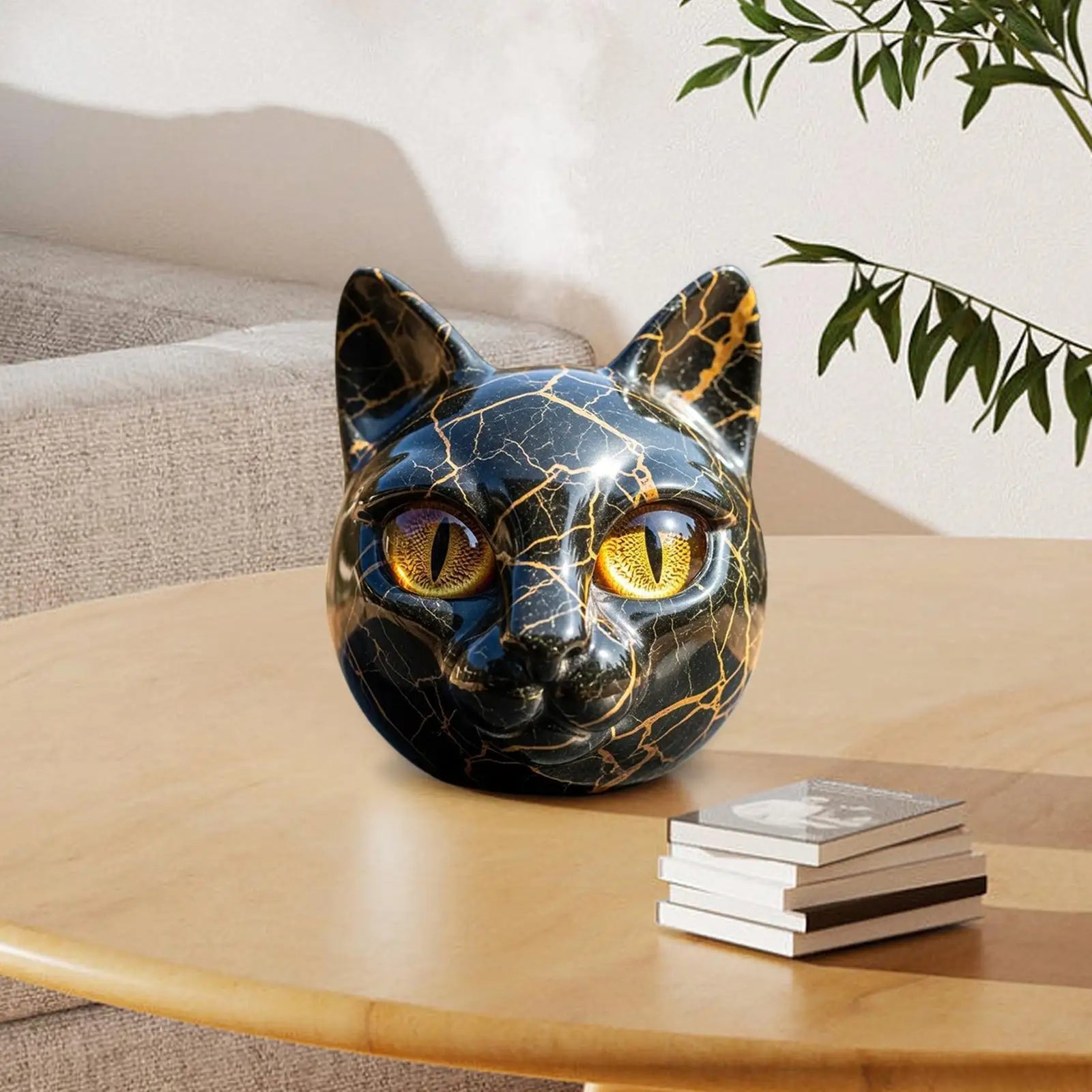 Cat Sculpture Elegant Black Cat Figurines Art Sculpture Resin Desk Decor Art Piece For Men Women Animal Lovers Housewarming