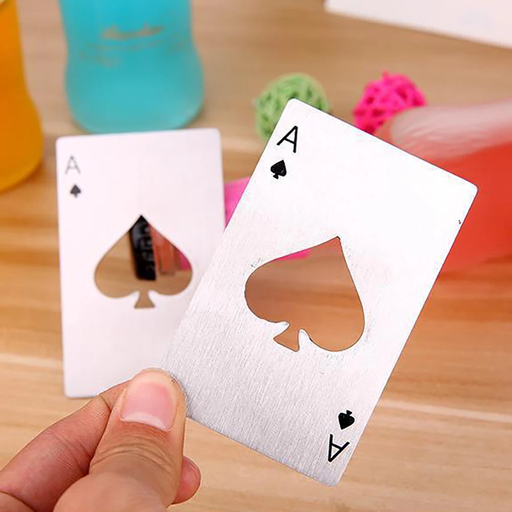1PCS Beer Bottle Picker Opener Poker Creative Pocket Metal Multifunction Credit Card Bottle Opener Black Peach A Stainless Steel