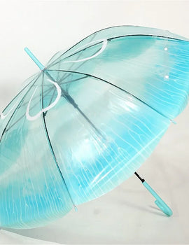 Long Handle Jellyfish Automatic Umbrella Transparent Gradient Unique Beach Parasol Plastic