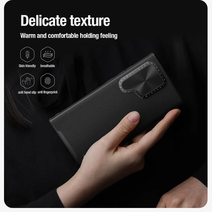 Luxury CamShield Prop Leather Magnetic Case For Samsung Galaxy S24 Ultra Case Camera Flip Bracket Shockproof Back Cover