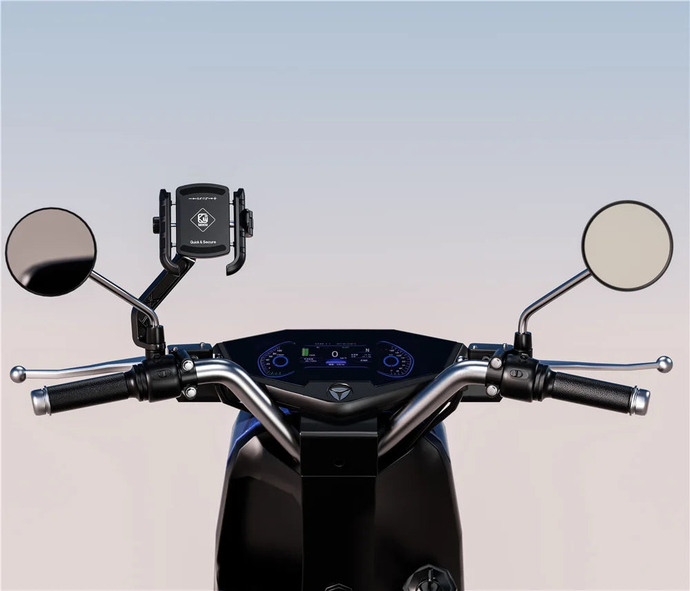 Motorcycle Phone Holder One-Touch Auto Quick Lock Bike Phone Mount ATV Bicycle Scooter Phone Holder with Aluminum Handlebar Base