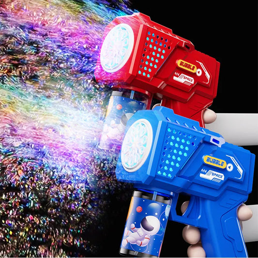 Electric Bubble Gun Astronaut Kids Toy Bubbles Machine Automatic Soap Blower with Light Summer Outdoor Party Games